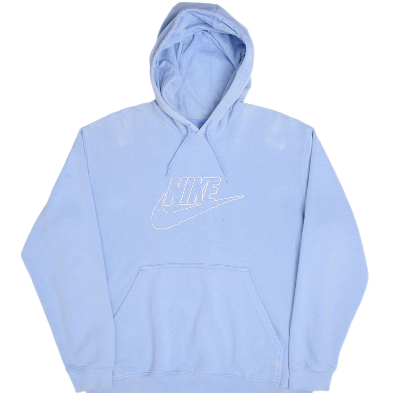 Vintage Blue Nike Spellout Swoosh Hoodie 2000S Size XL
