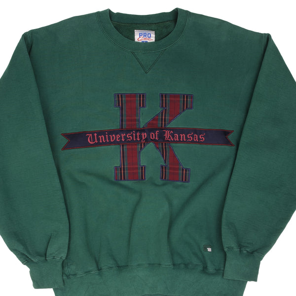 Vintage University Of Kansas Heavyweight Russell Sweatshirt 1990S Size Large Made In Usa