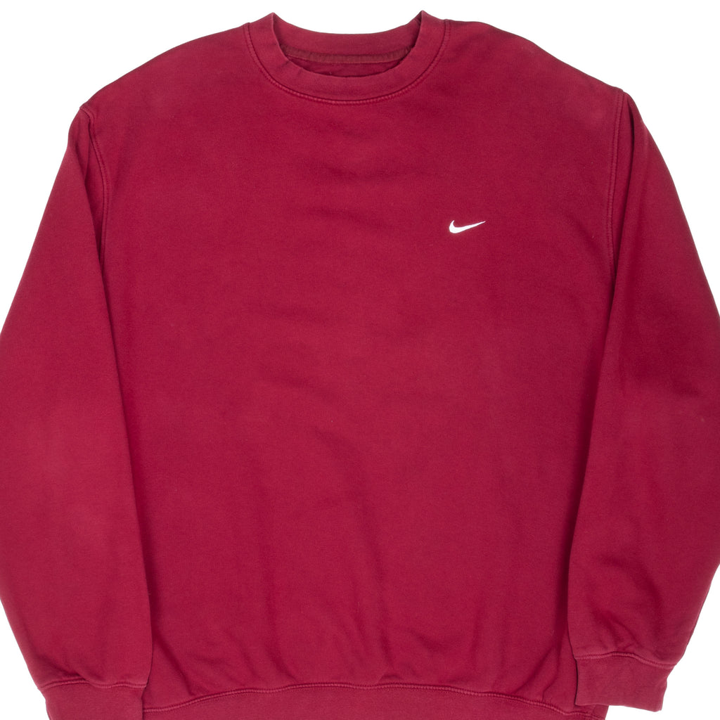 Vintage Nike Classic Swoosh Red Burgundy Sweatshirt 2000S Size XL