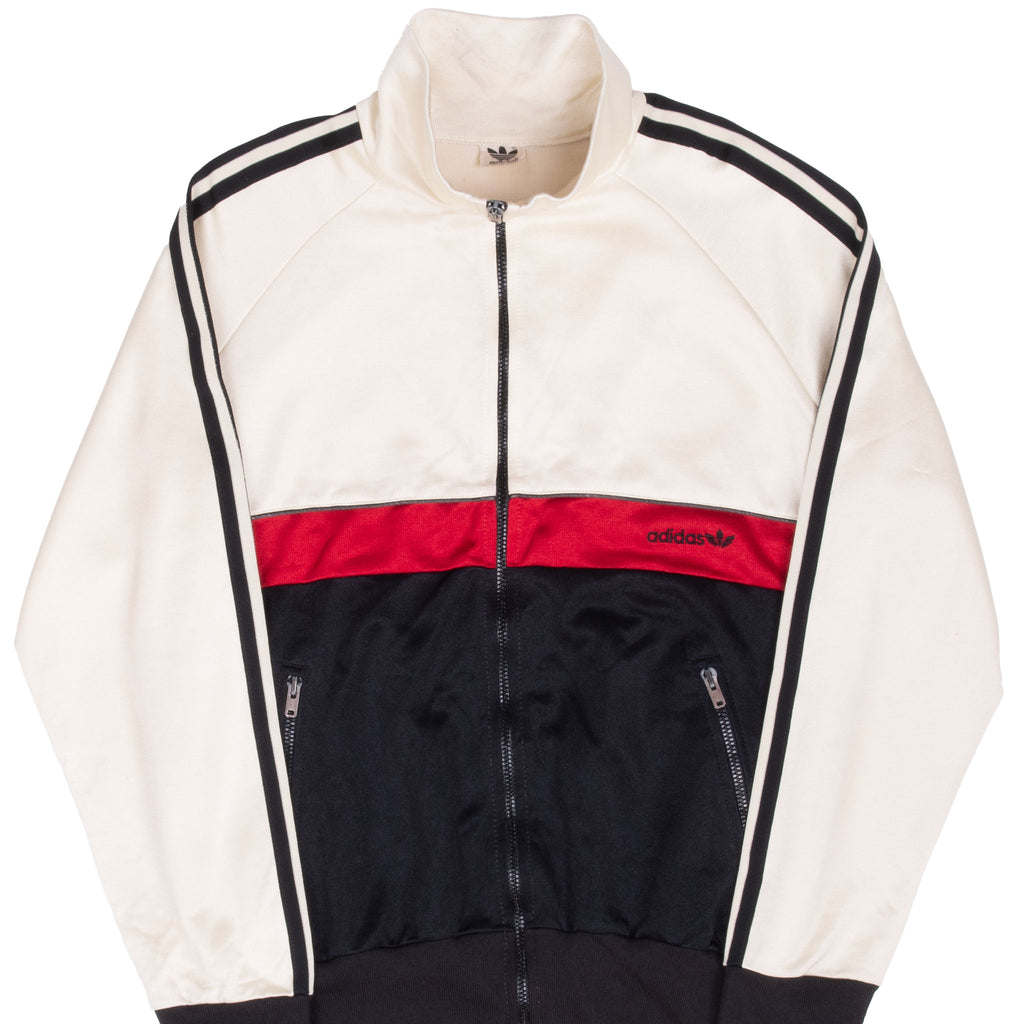 Vintage Adidas Ivory Red Black Track Jacket 1970S Size Medium