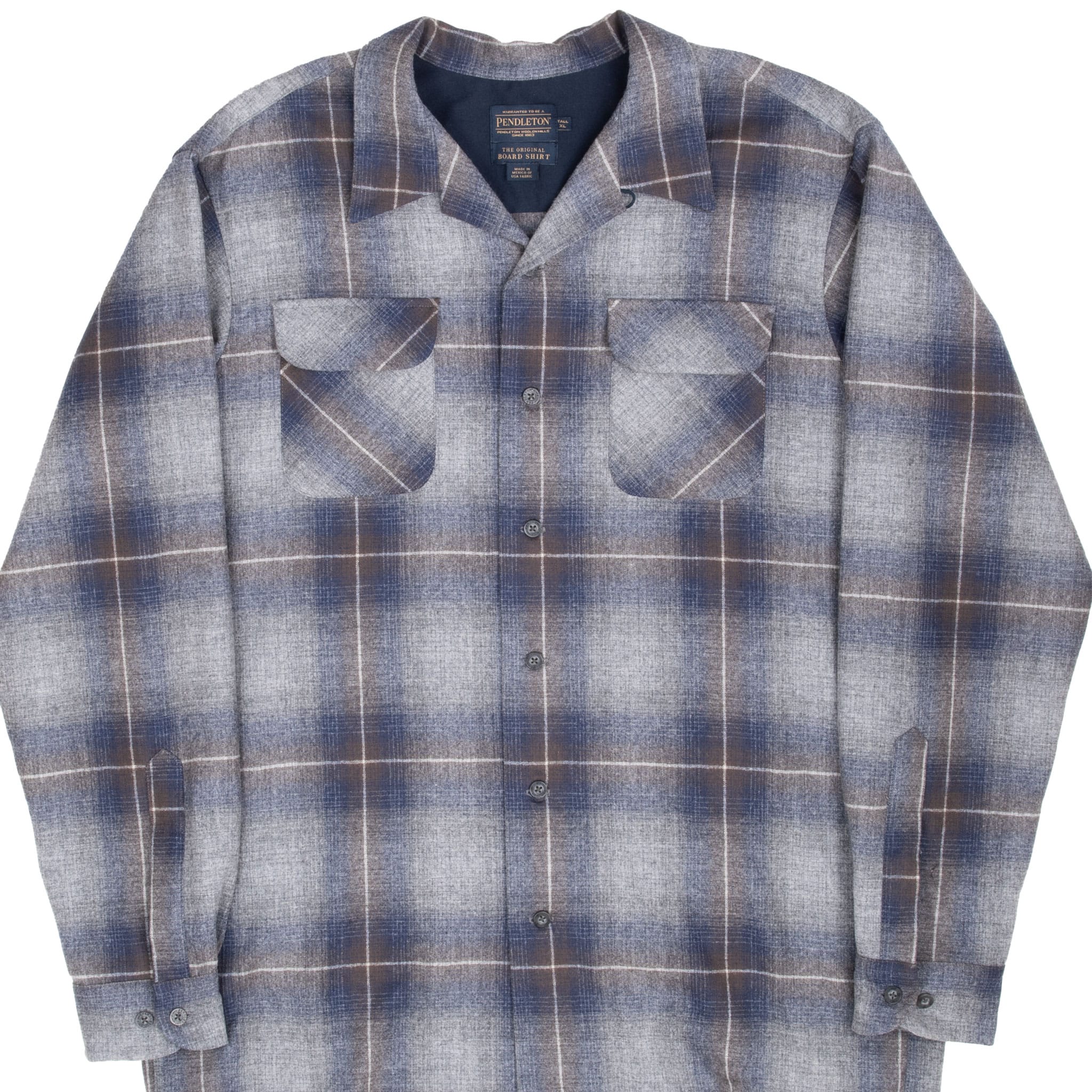 Vintage Pendleton Grey Plaid Western Wool Shirt 2000S Size Xl Tall