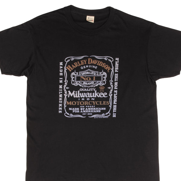 Vintage Harley Davidson Jack Daniels Tee Shirt 1982 Medium Made In Usa With Single Stitch Sleeves Deadstock
