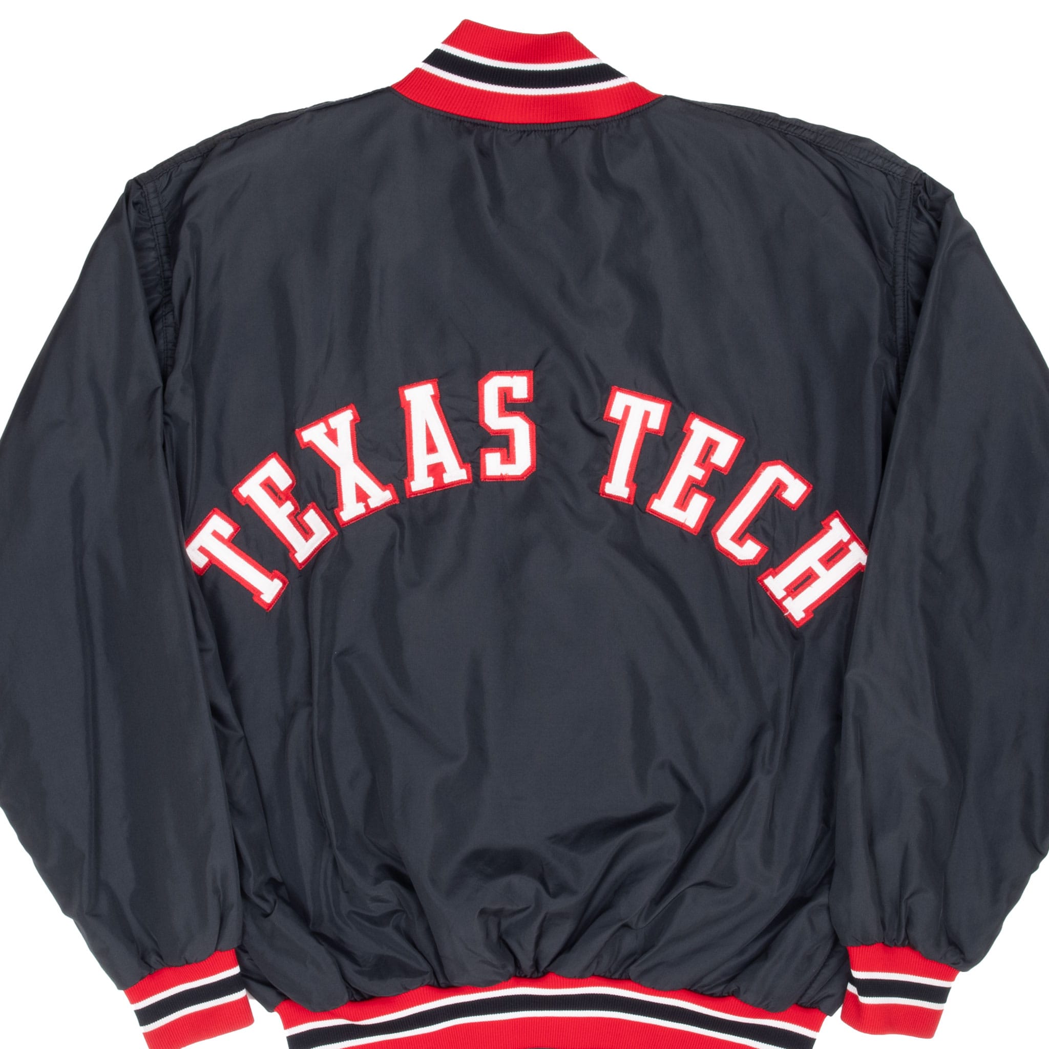 VINTAGE NCAA TEXAS TECH RUSSELL ATHLETIC BLACK BOMBER JACKET 1970S SIZE XL