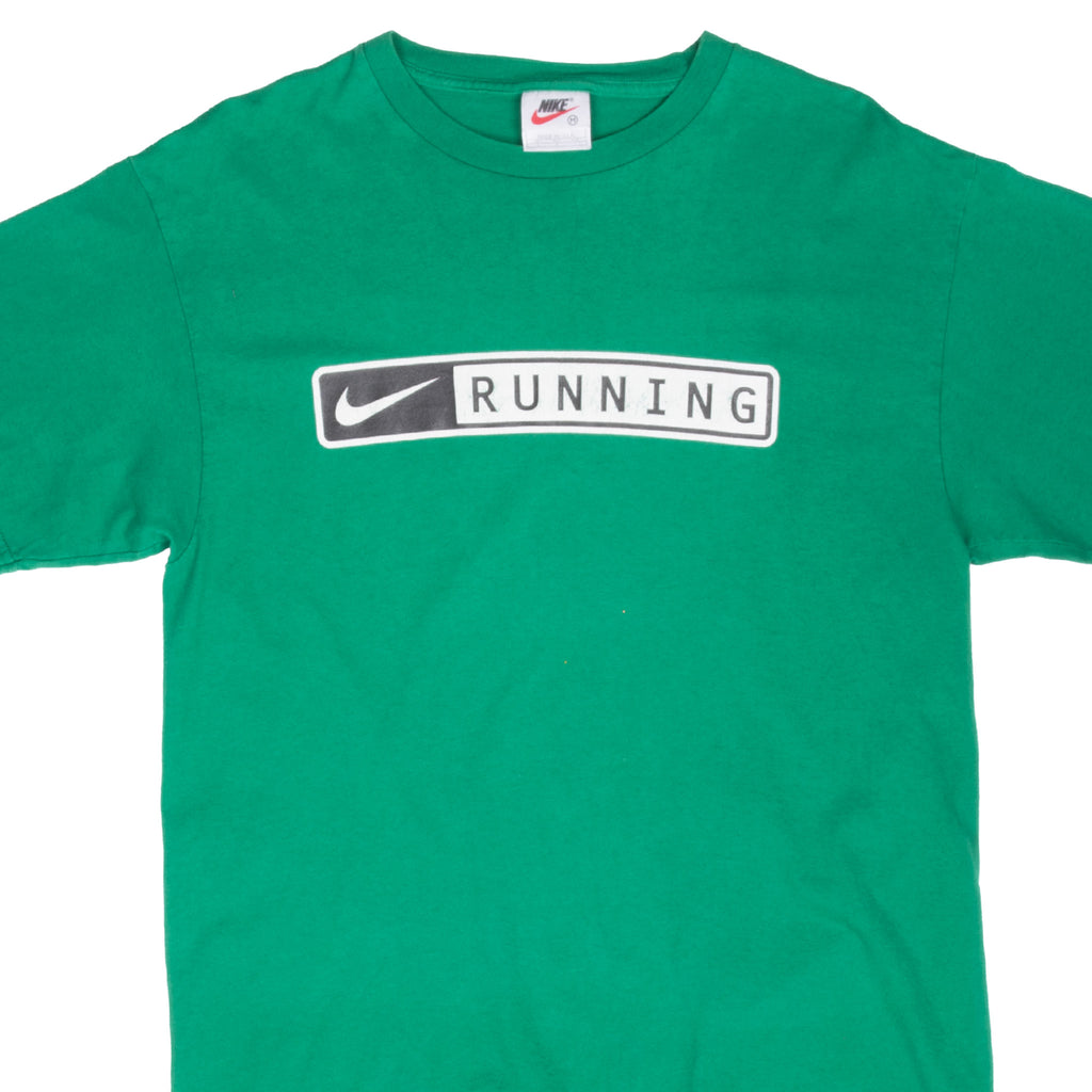 Vintage Nike Running Green Tee Shirt 1990S Size Medium Made In Usa
