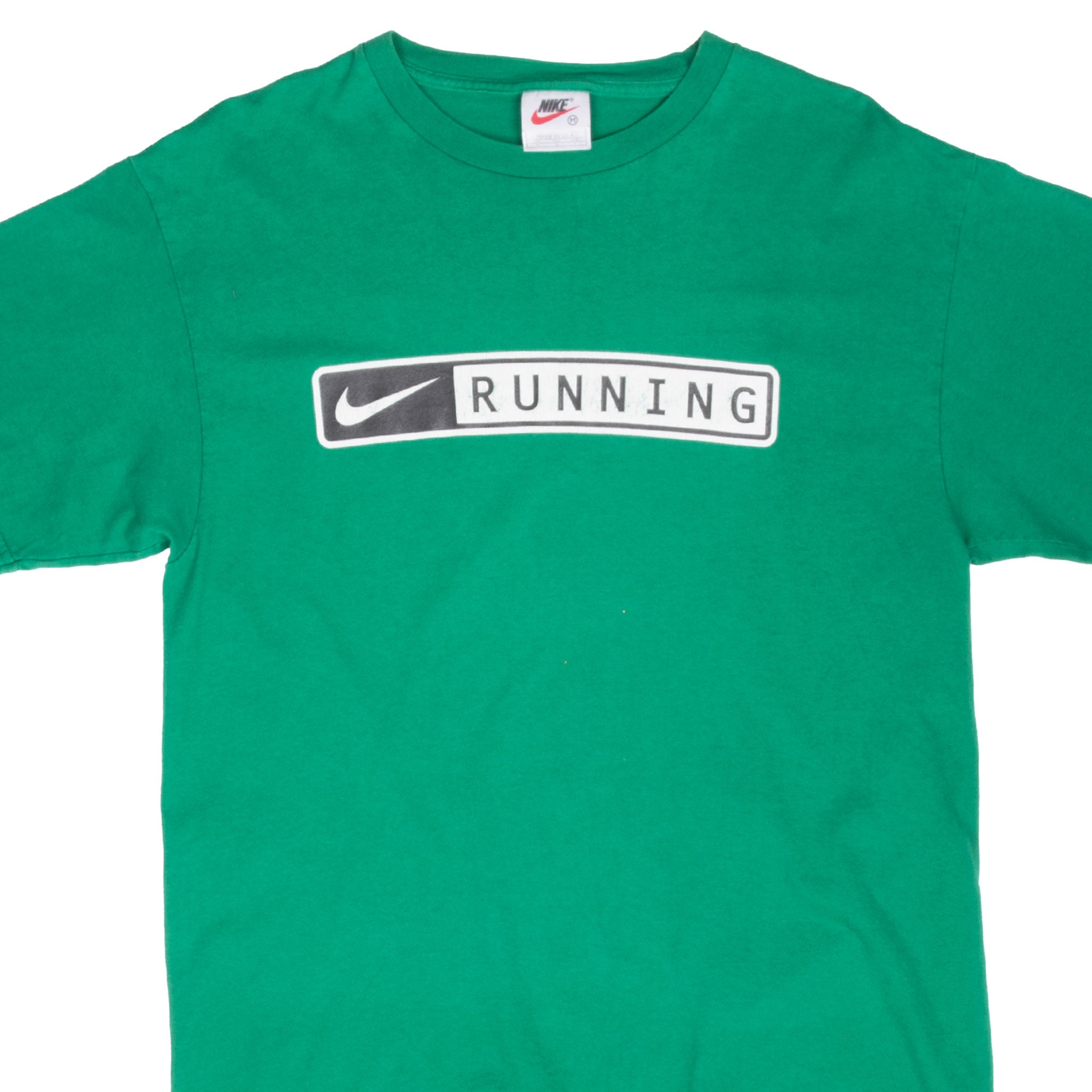 Vintage Nike Running Green Tee Shirt 1990S Size Medium Made In Usa