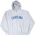 Front of grey Nike Carolina basketball hoodie with blue lettering and kangaroo pocket