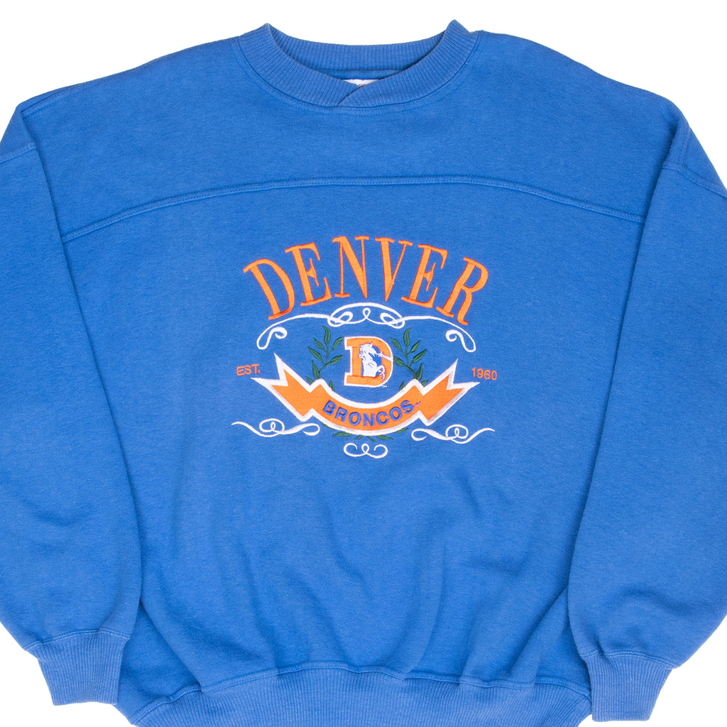 Vintage Nfl Denver Broncos Embroidered Sweatshirt 1990S Size XL