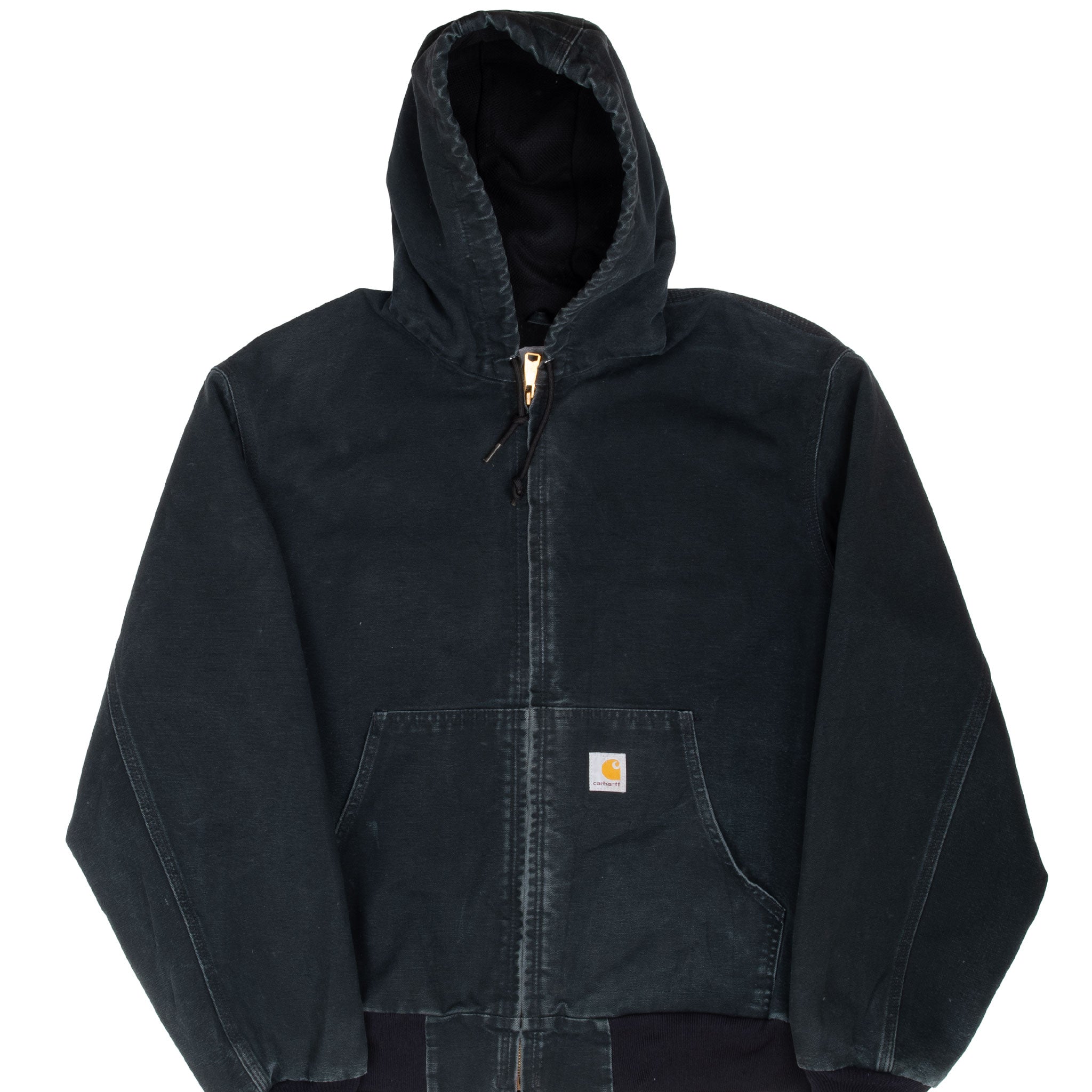 Vintage Carhartt Black Hooded Active Jacket 2006 J131Blk Size Large Made In Usa