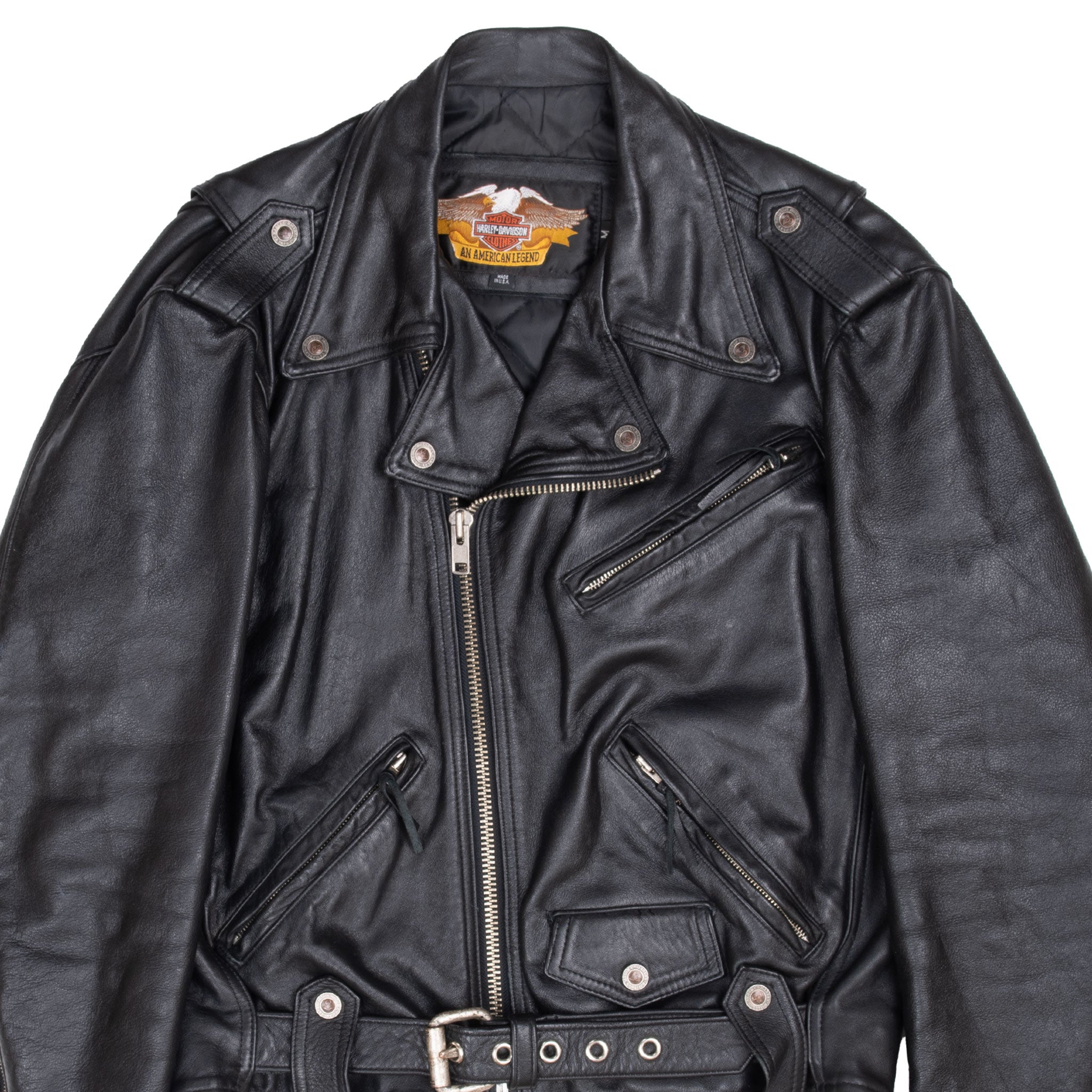 Vintage Harley Davidson Leather Motorcycle Jacket 2000S Size Medium Made In Usa