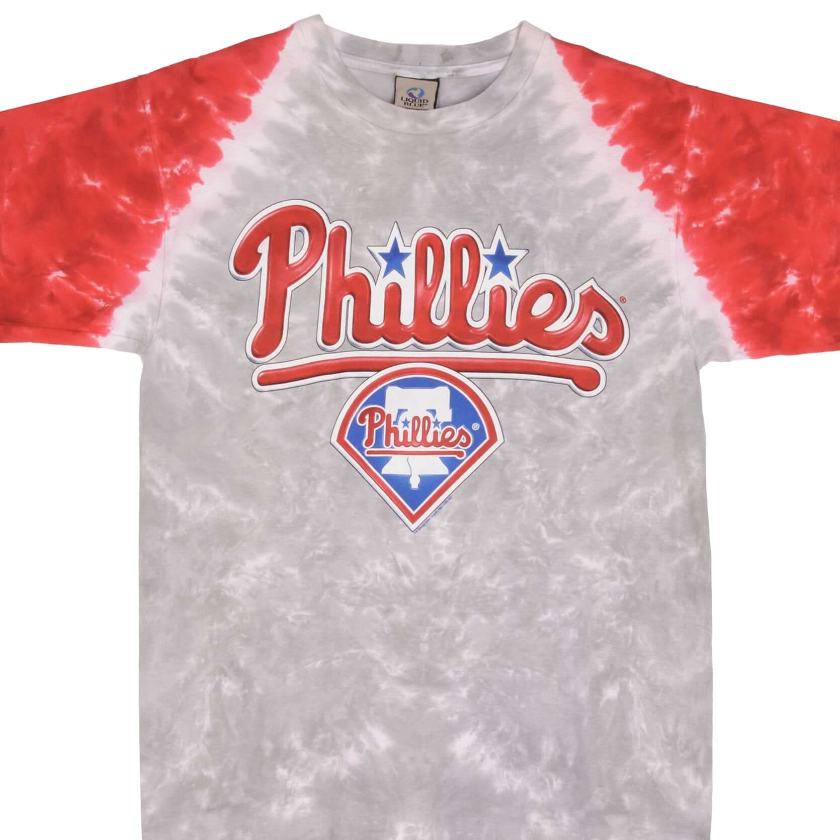 Vintage Tie Dye Mlb Philadelphia Phillies Liquid Blue Tee Shirt 1990S Medium Made In USA