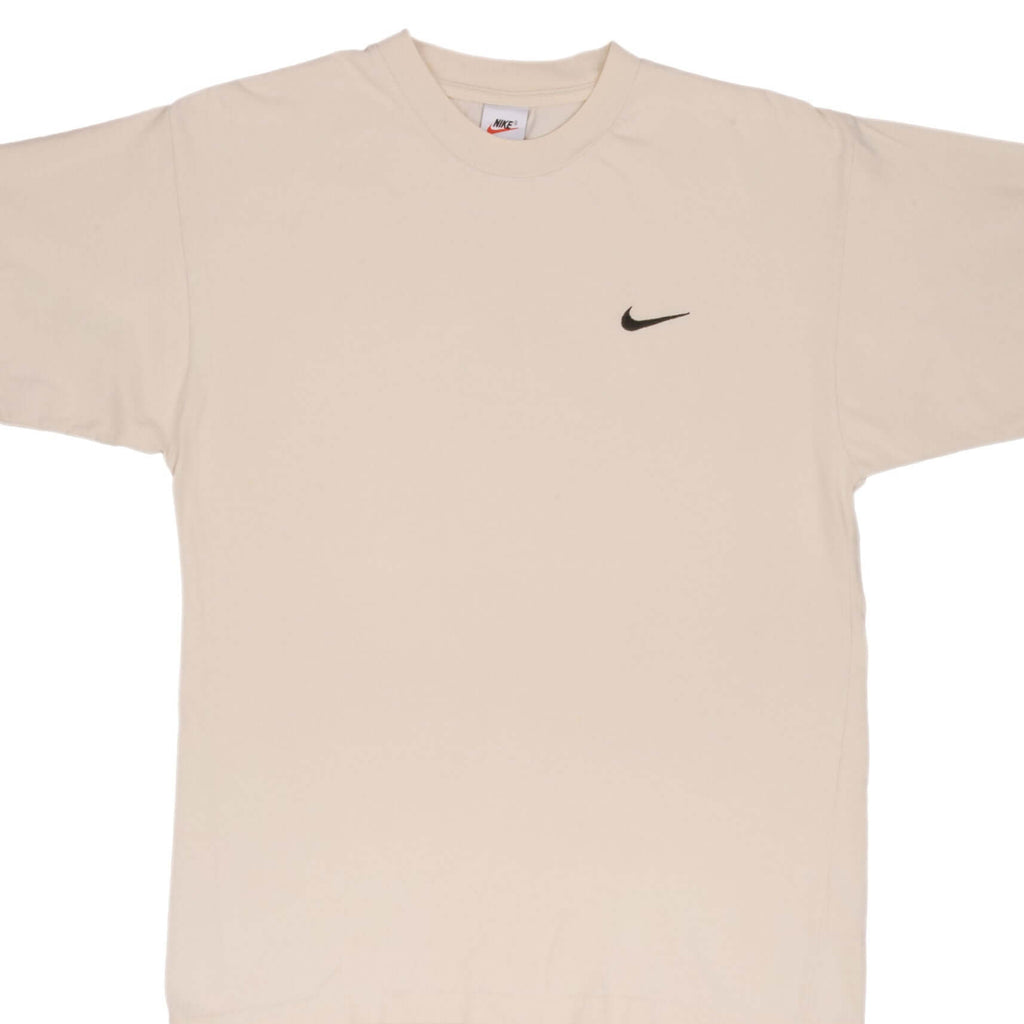 Vintage Nike Classic Swoosh Beige Tee Shirt Size 1990s Size Medium