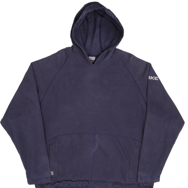 Vintage Nike Shoulder Logo Navy Blue Hoodie Sweatshirt 2000S Size XL