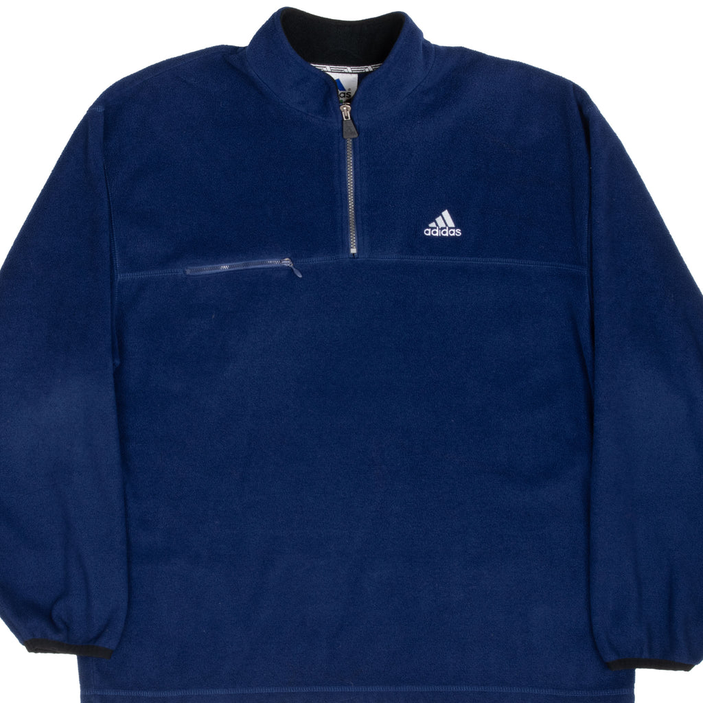 Vintage Adidas Blue Fleece Pullover Windbreaker Jacket 1990S Size Large