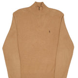 Vintage Polo Ralph Lauren Brown Knit Quarter 1/4 Zip Sweater 1990S Size Large