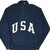 Front of navy Polo Ralph Lauren quarter-zip sweatshirt with white USA lettering