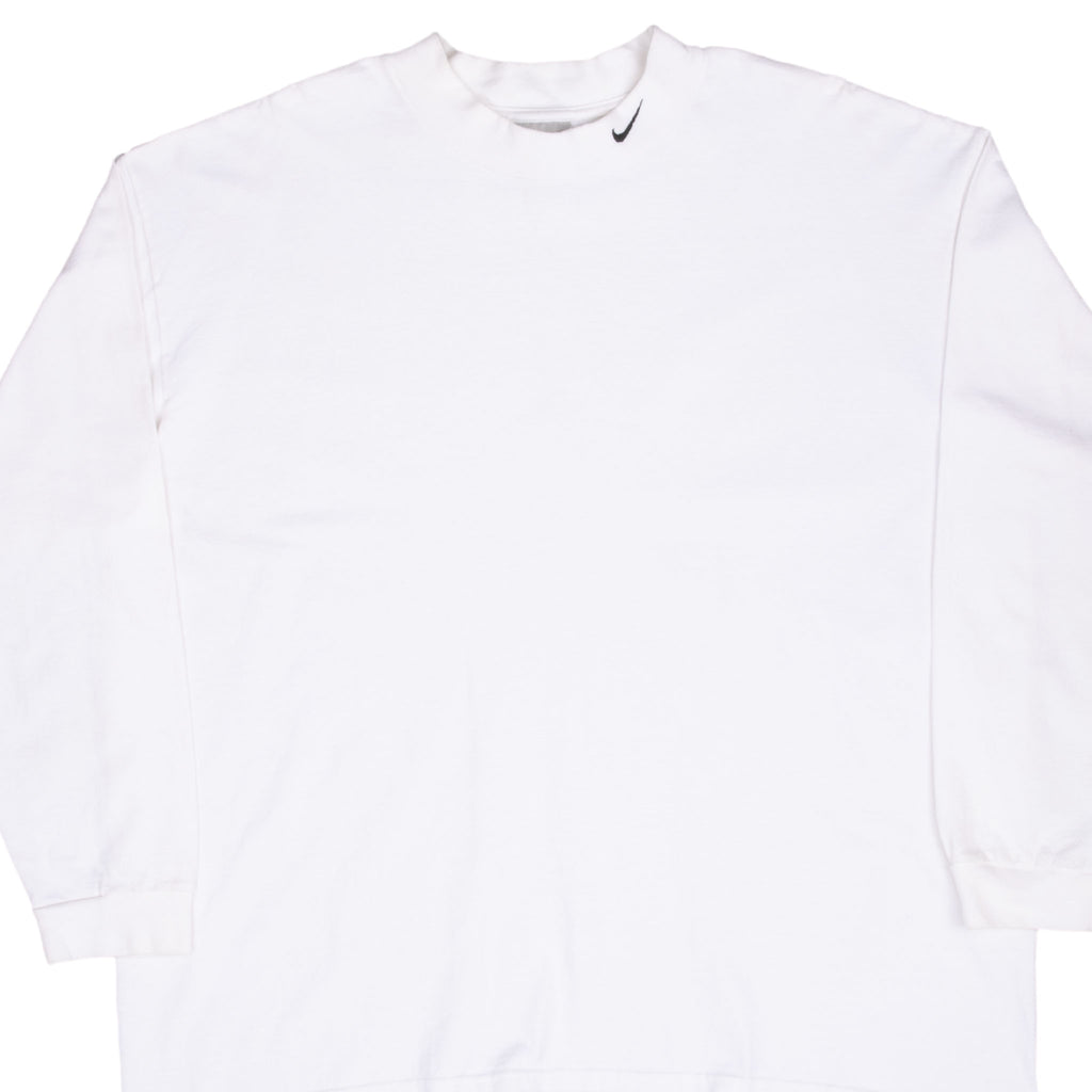 Vintage Nike Long Sleeve Turtle Neck White Tee Shirt 2000S Size XL