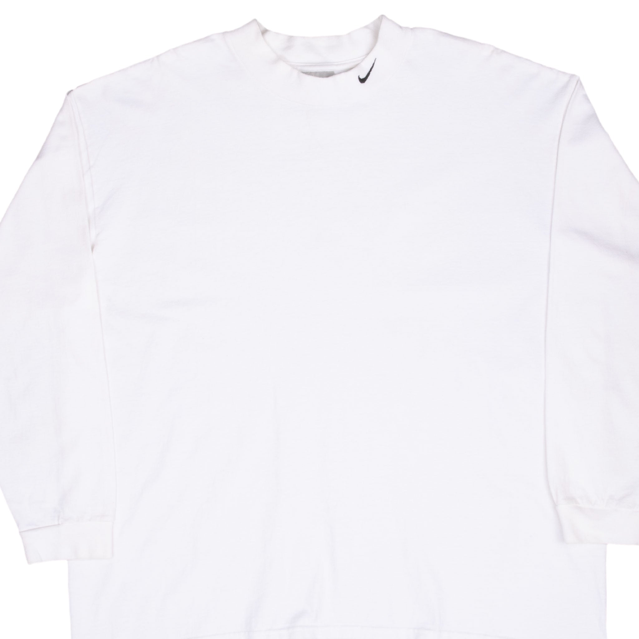 Vintage Nike Long Sleeve Turtle Neck White Tee Shirt 2000S Size XL