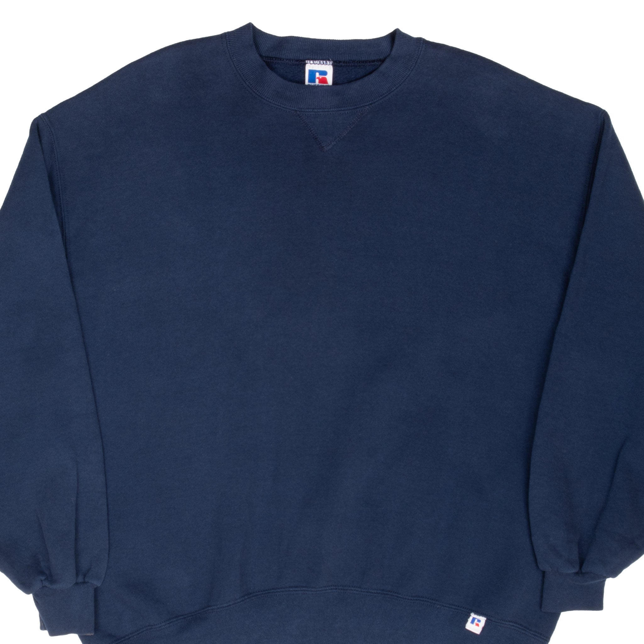 VINTAGE RUSSELL ATHLETIC BLANK NAVY BLUE SWEATSHIRT 1990S XL MADE IN USA