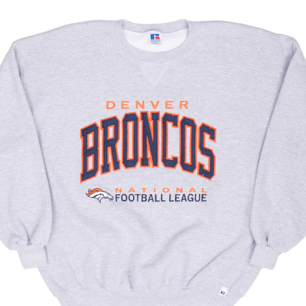 Vintage Nfl Denver Broncos 1990S Russell Sweatshirt Size 2XL Made In Usa