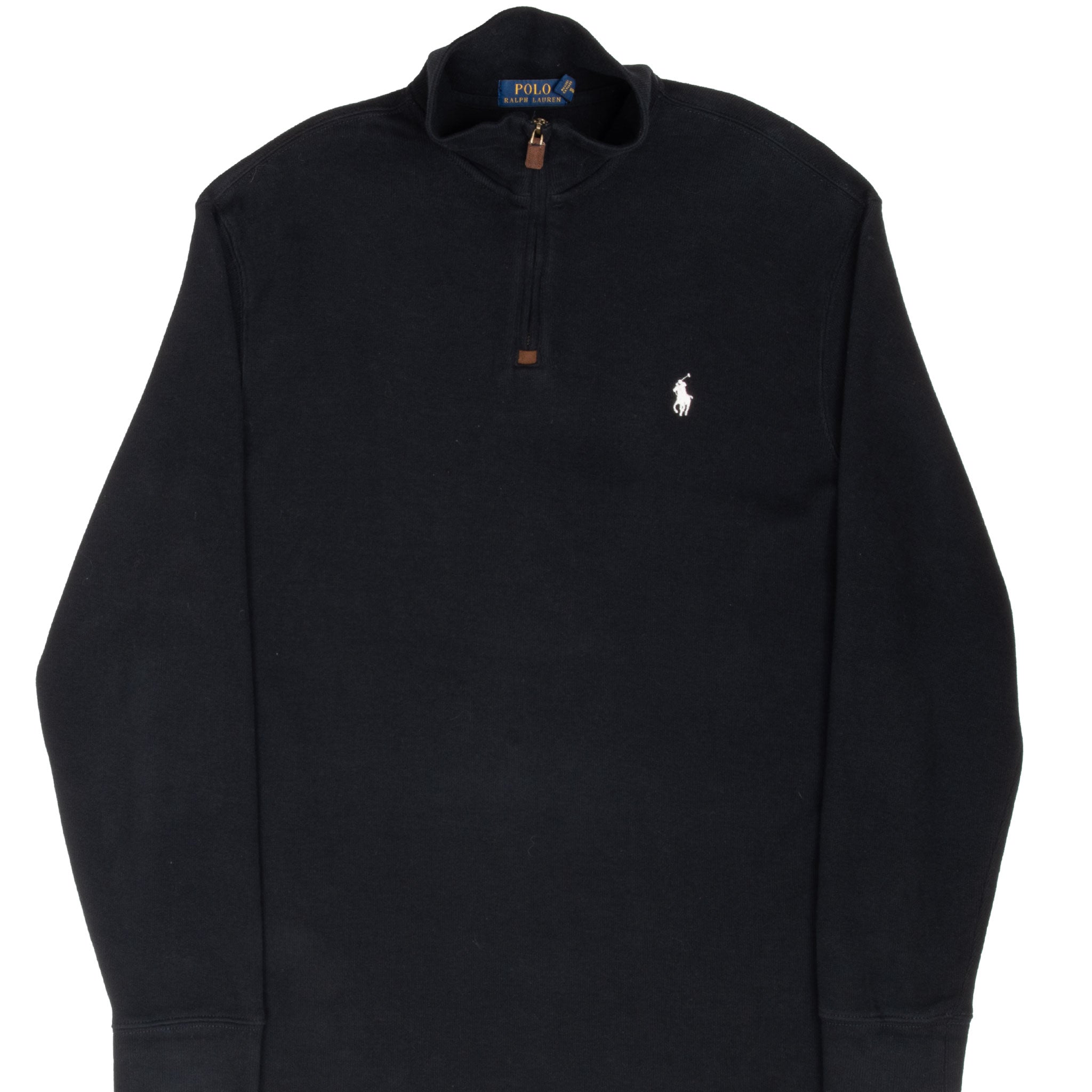 Vintage Polo Ralph Lauren Black Quarter 1/4 Zip Sweater Size Large