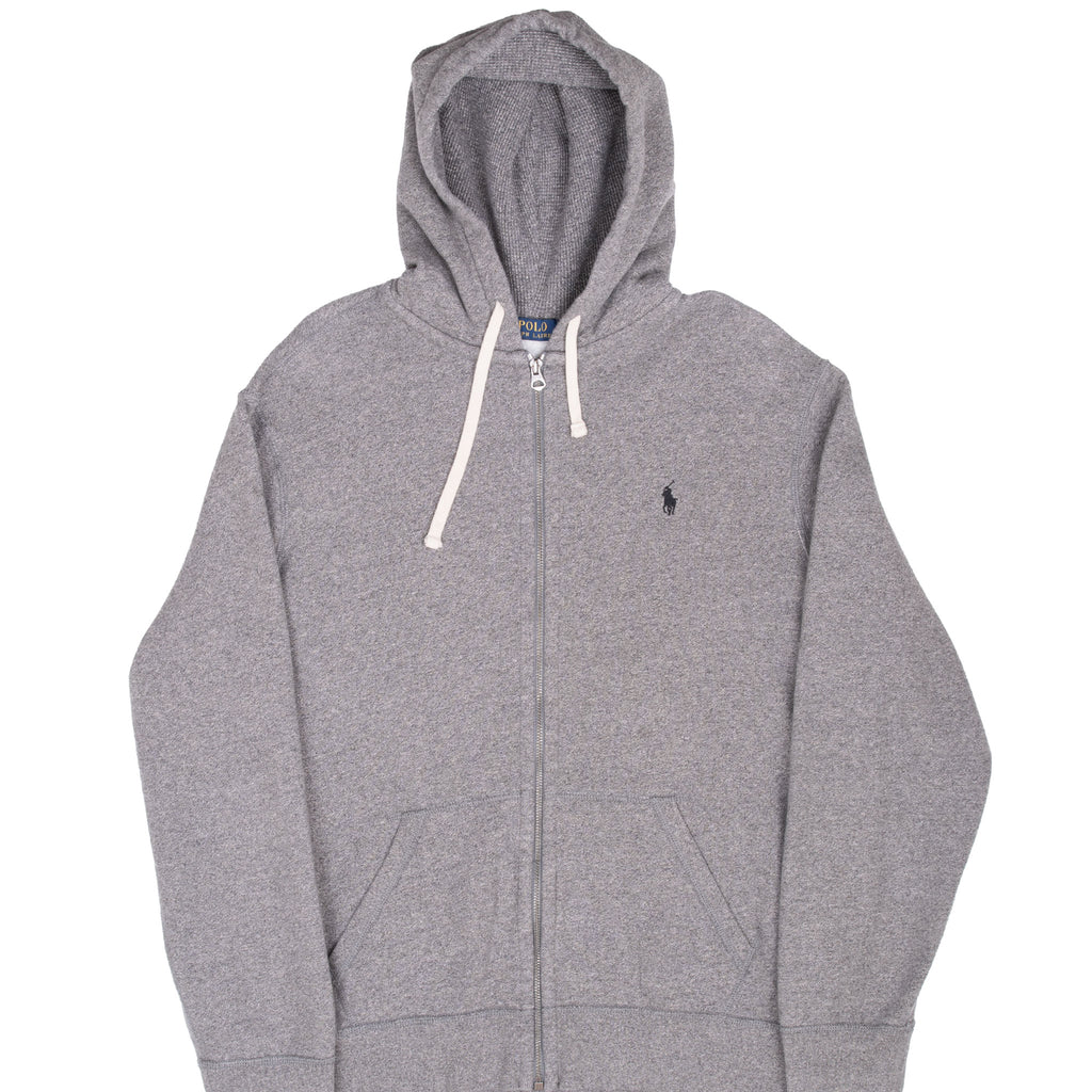 Vintage Ralph Lauren Full Zip Classic Grey Hoodie Sweatshirt Size XL