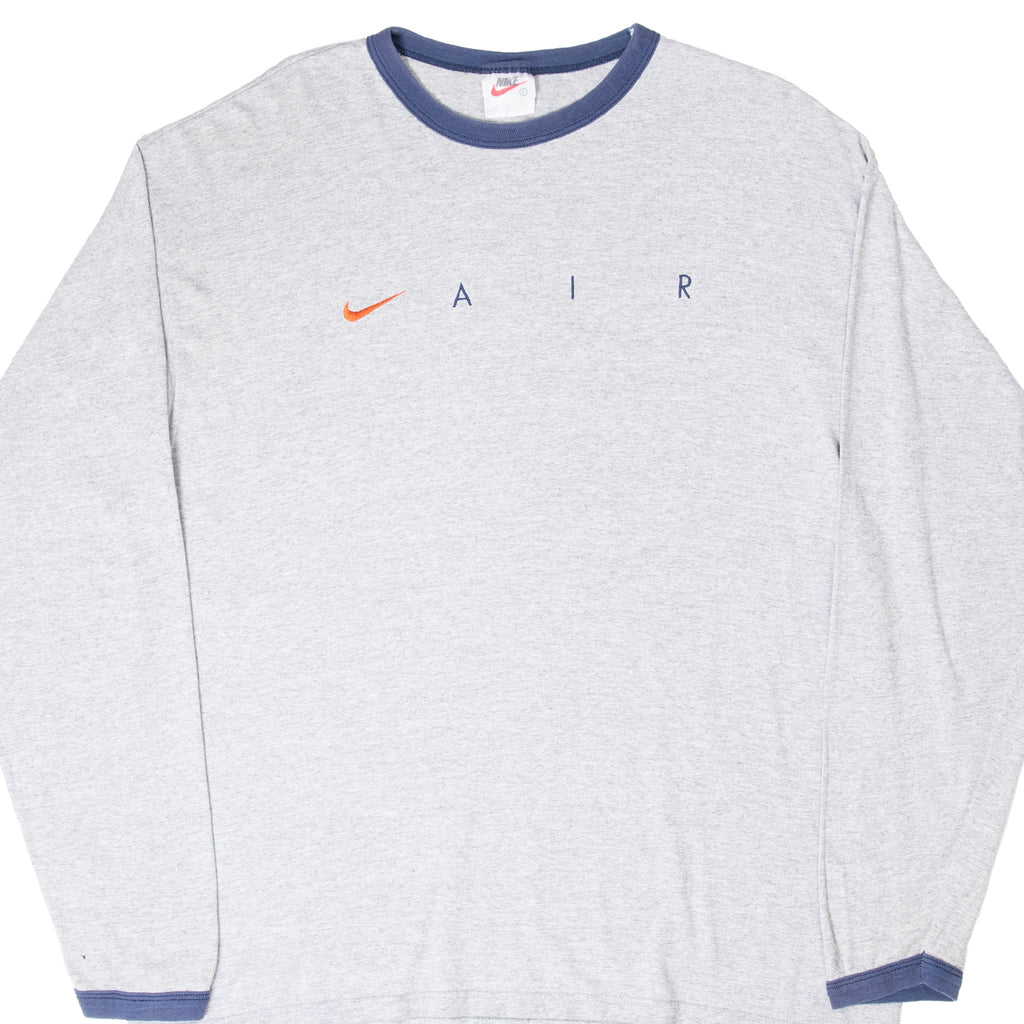 VINTAGE NIKE AIR LONG SLEEVE GREY TEE SHIRT 1990S SIZE LARGE MADE IN USA