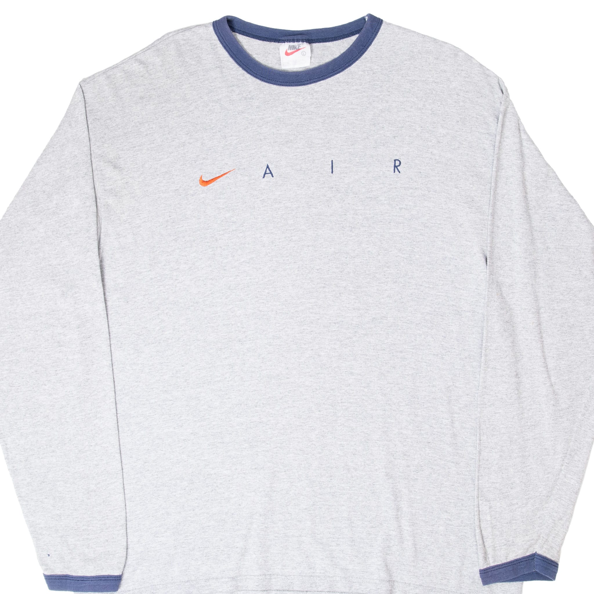 VINTAGE NIKE AIR LONG SLEEVE GREY TEE SHIRT 1990S SIZE LARGE MADE IN USA