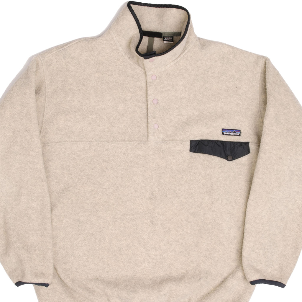 Vintage Creme Patagonia Synchilla Snap T Fleece Pullover 1990s Size Large