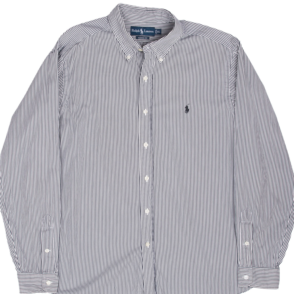 Vintage Ralph Lauren Classic Black & White Striped Shirt 1990S Size XL