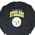 Front of black Starter Pittsburgh Steelers sweatshirt with yellow team name and logo graphic