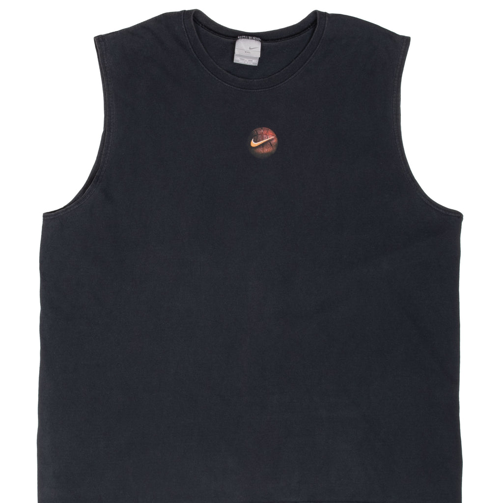 Vintage Nike Basketball Center Swoosh Black Tank Top Tee Shirt 2000S Size 2XL Made In Usa