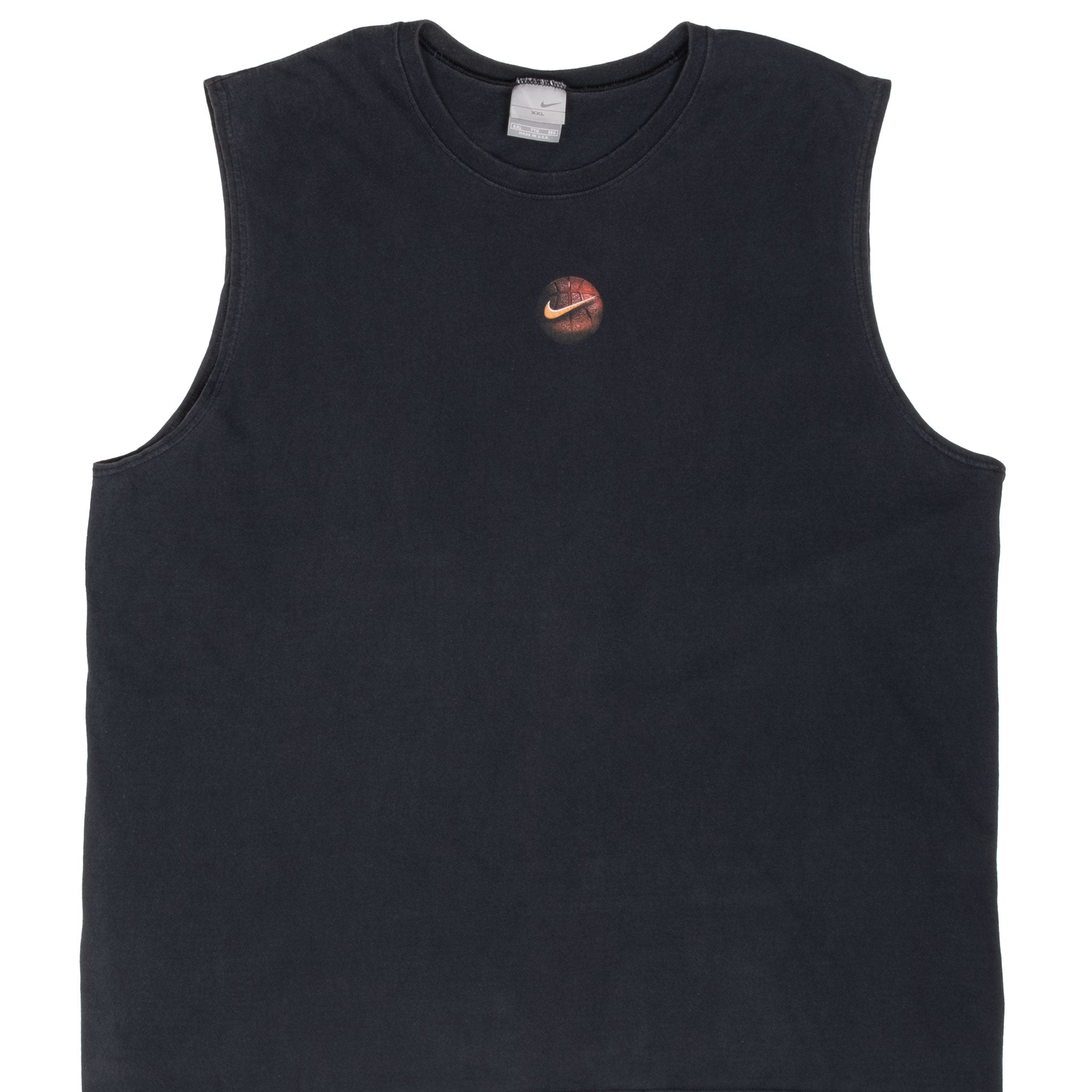 Vintage Nike Basketball Center Swoosh Black Tank Top Tee Shirt 2000S Size 2XL Made In Usa