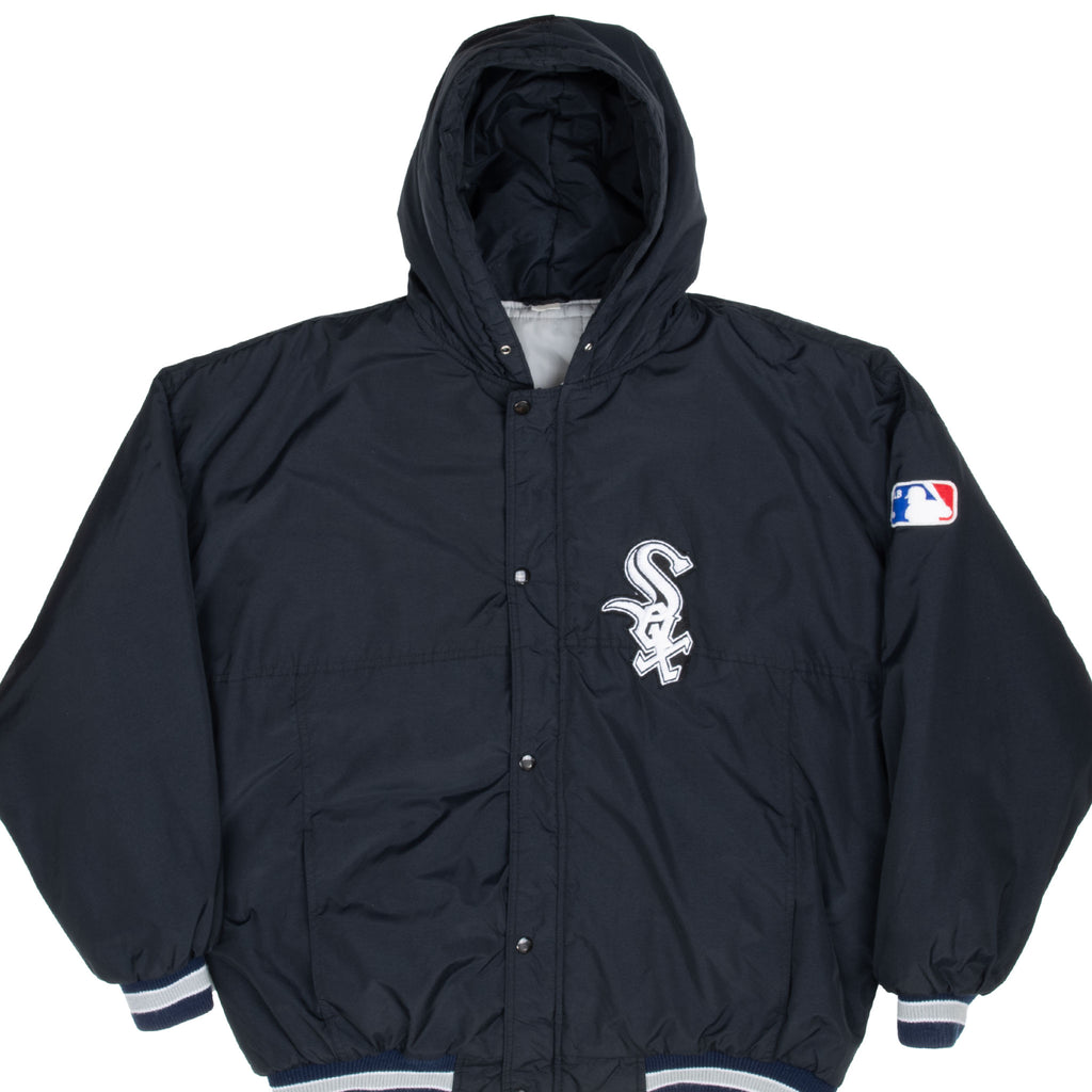 Vintage Mlb Chicago White Sox Hooded Heavy Windbreaker Jacket 1990S Size XL