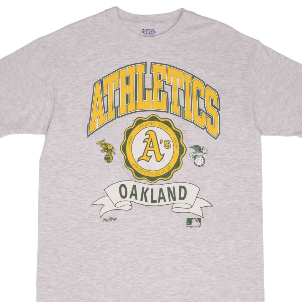 Vintage MLB Oakland Athletics Tee Shirt 1991 Size Large Made In USA With Single Stitch Sleeves