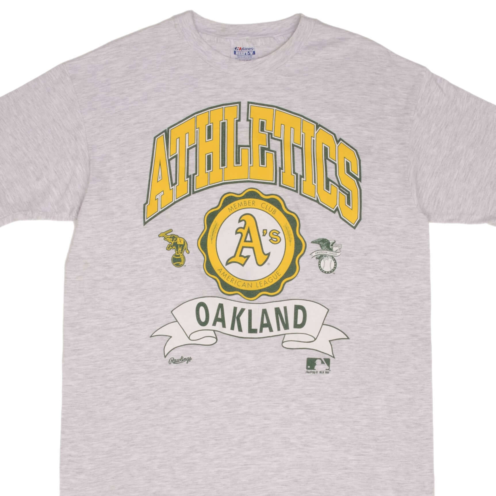 Vintage MLB Oakland Athletics Tee Shirt 1991 Size Large Made In USA With Single Stitch Sleeves