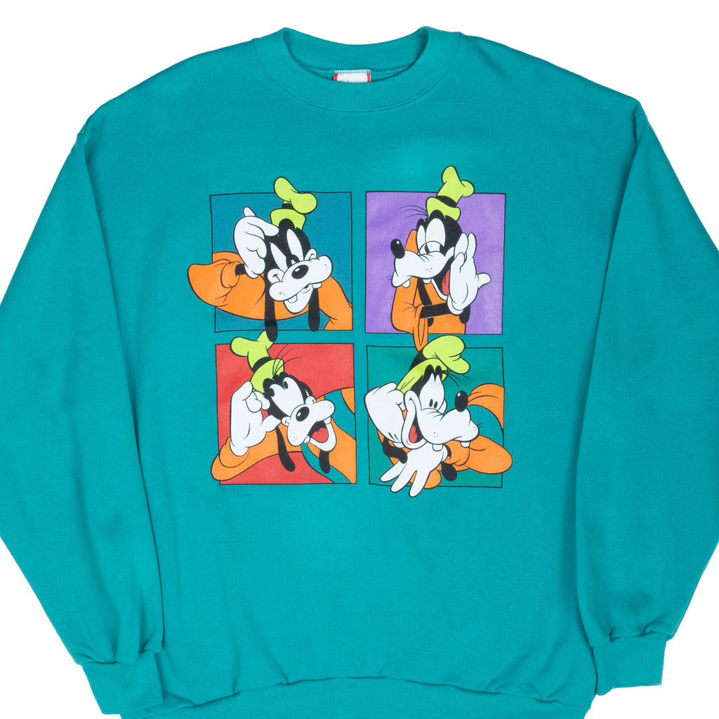 Vintage Disney Goofy Teal Sweatshirt 1990S Size Large Made In Usa