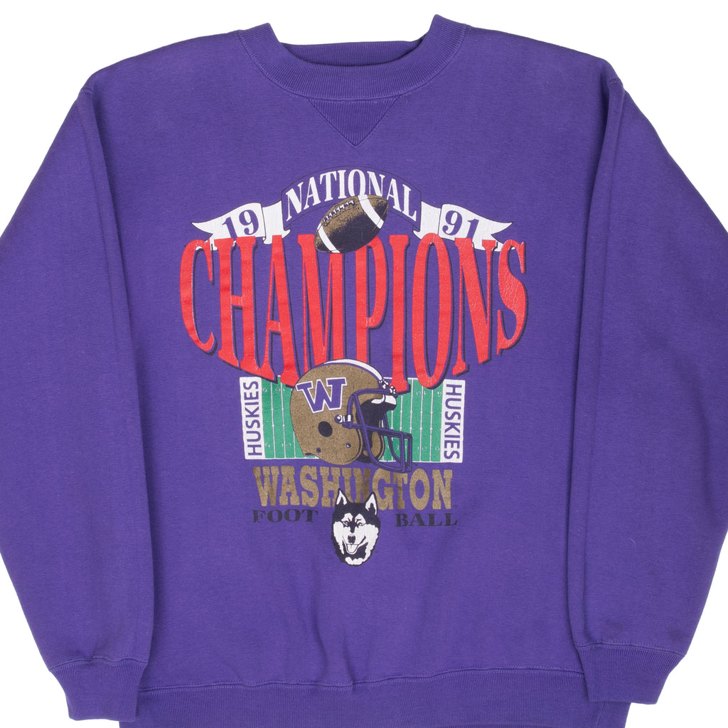 Vintage Ncaa Washington Huskies Champions 1991 Sweatshirt Size XL Made In Usa