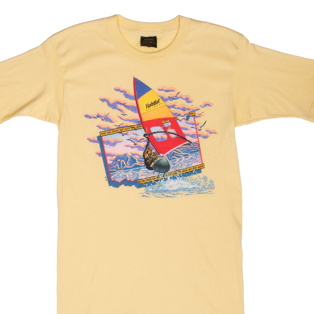 Vintage Windsurfing Habitat Sportwear 1985 Tee Shirt Size Small Made In Usa With Single Stitch Sleeves