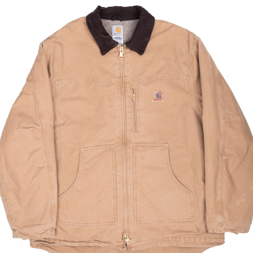 VINTAGE CARHARTT BROWN SANDSTONE RIDGE COAT SHERPA JACKET C61CML 2XL TALL