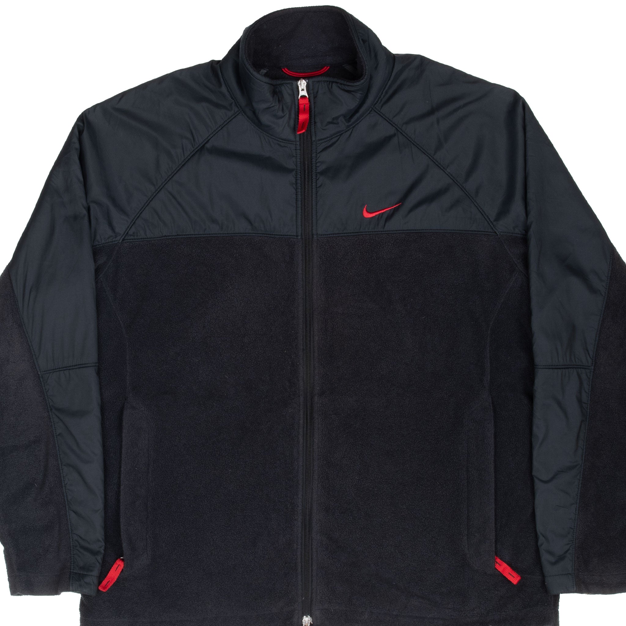 Vintage Nike Classic Swoosh Black Fleece Jacket 2000S Size XL