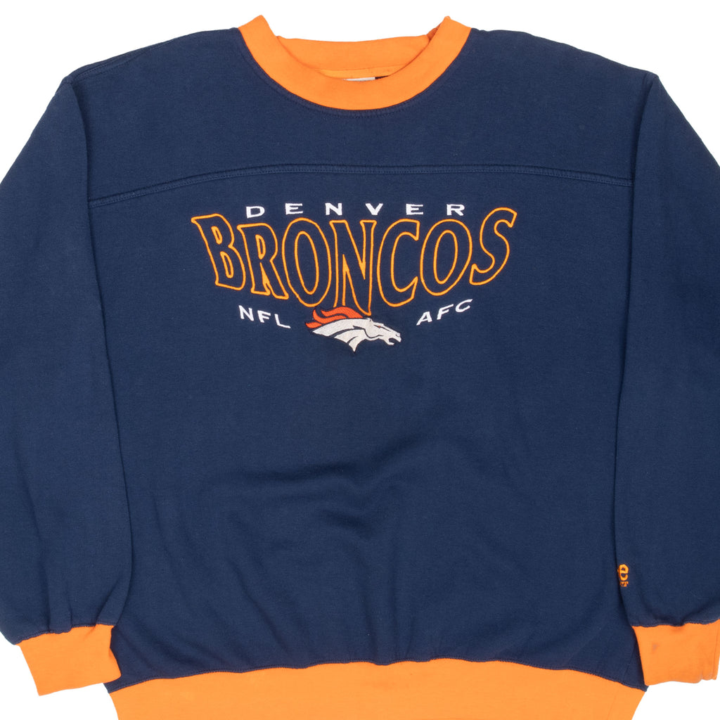 Vintage Nfl Denver Broncos Embroidered 1990S Sweatshirt Size Large Made In Usa