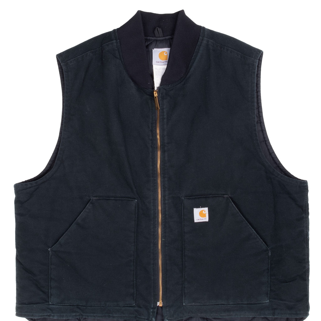 Vintage Carhartt Quilt Lined Black Vest Jacket V01Blk 2008 Size Xl