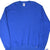 Front of blue Russell Athletic blank crewneck sweatshirt with ribbed collar, cuffs, and hem