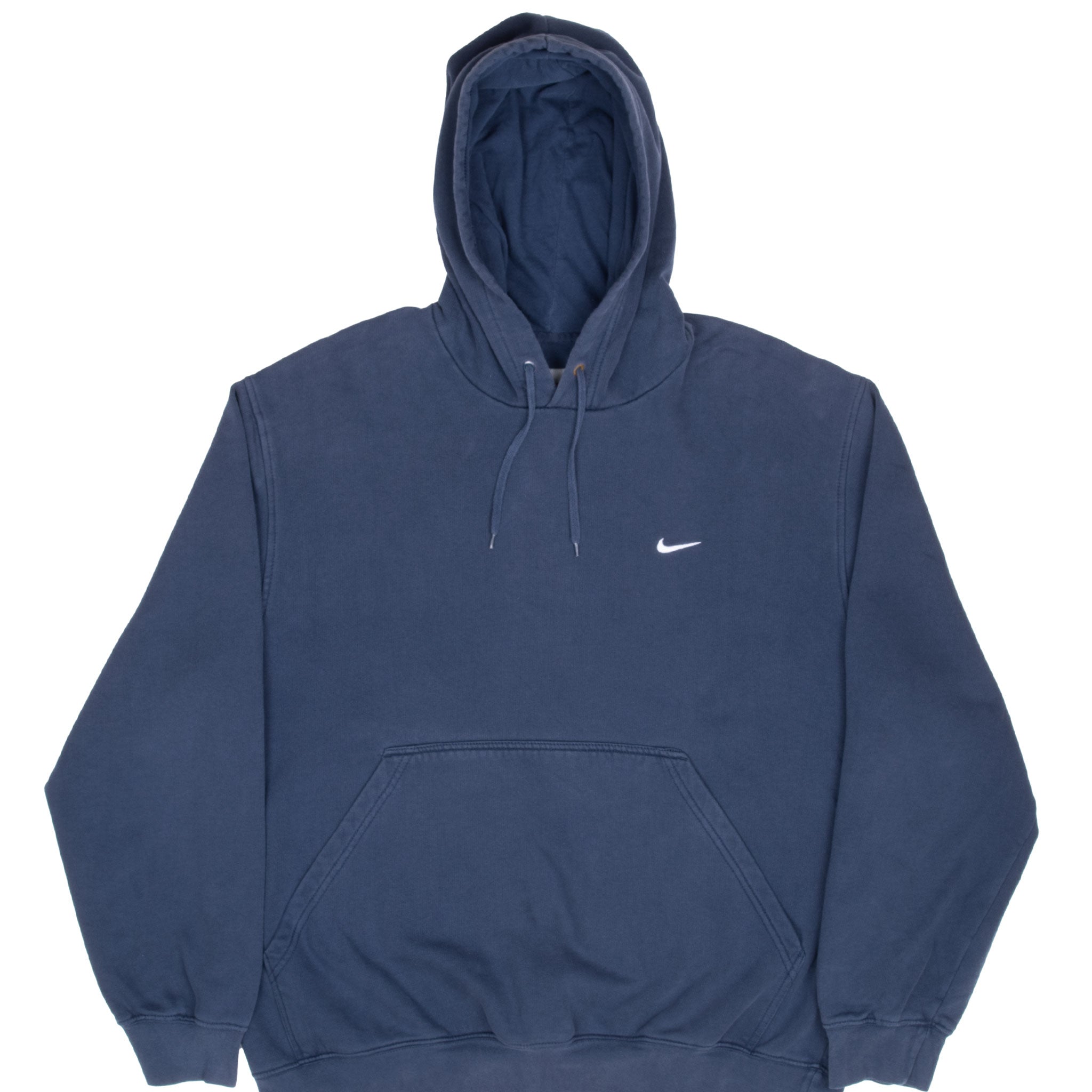 Vintage Nike Classic Swoosh Navy Blue Hoodie Sweatshirt 2000S Size Large