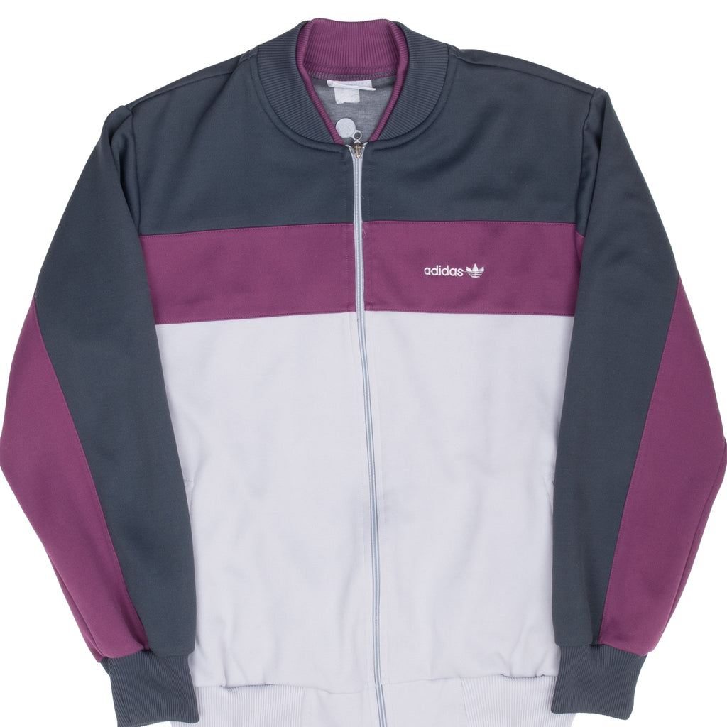 Vintage Adidas Grey And Purple Track Jacket 1980S Size Large