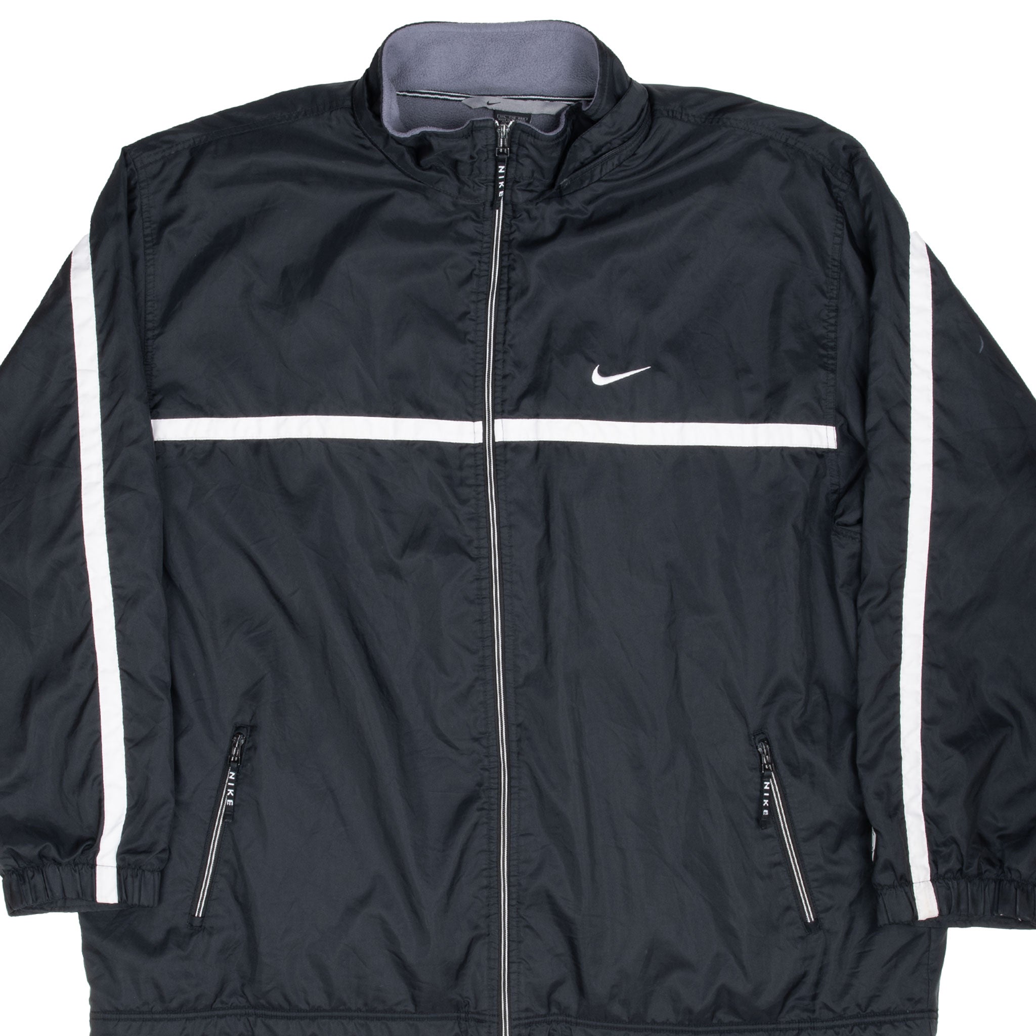 Vintage Nike Swoosh Black Heavyweight Windbreaker Jacket 2000S Size 2XL