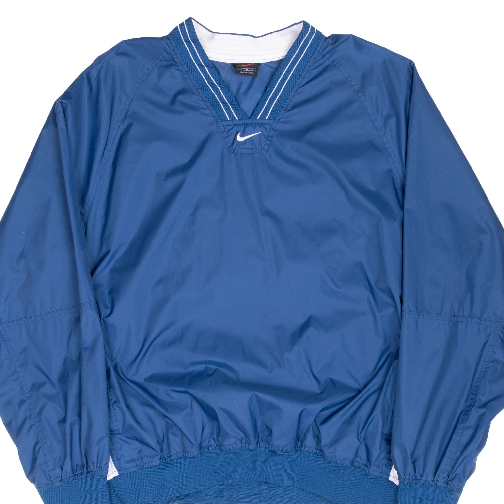 VINTAGE NIKE CENTER SWOOSH BLUE WINDBREAKER PULLOVER JACKET 1990S LARGE