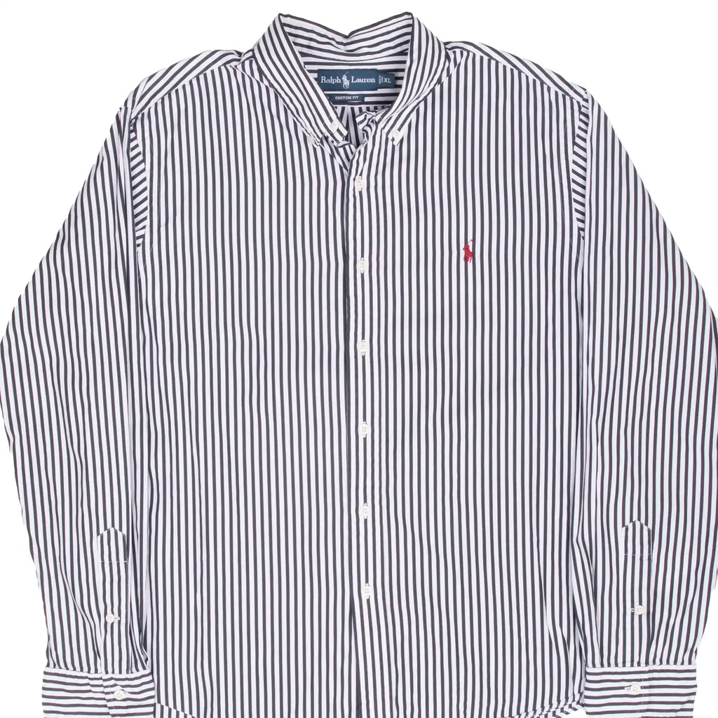 Vintage Ralph Lauren Classic Black &amp; White Striped Shirt 1990S Size XL