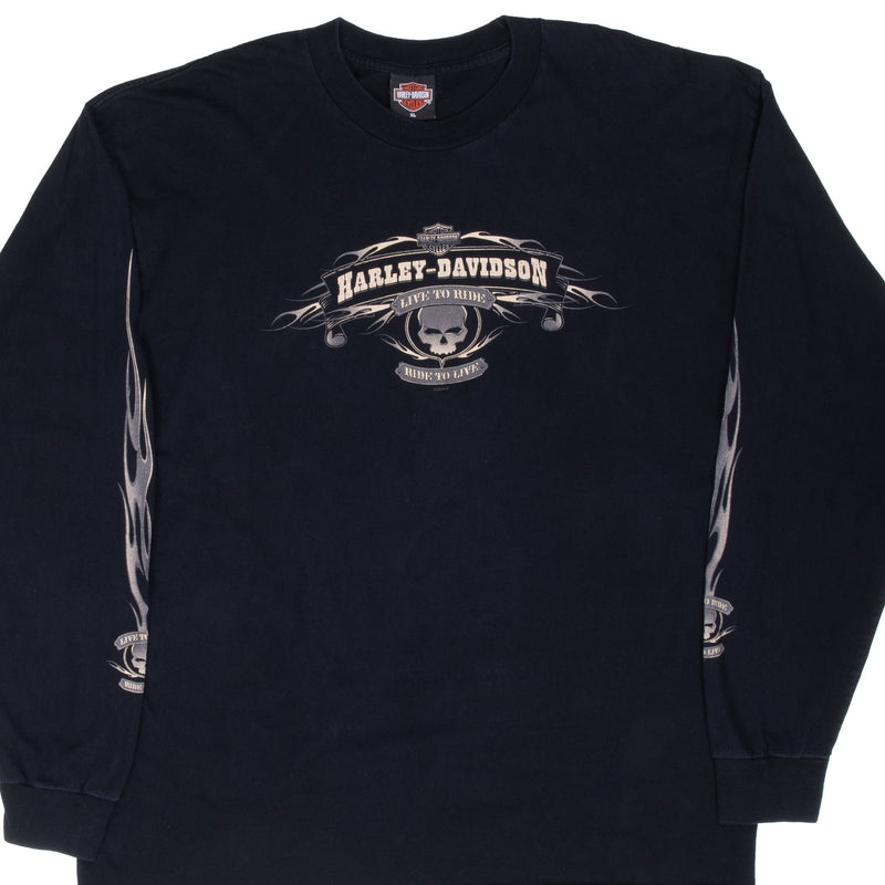 Vintage Harley Davidson Muncie Indiana Long Sleeve Tee Shirt 2004 Size XL