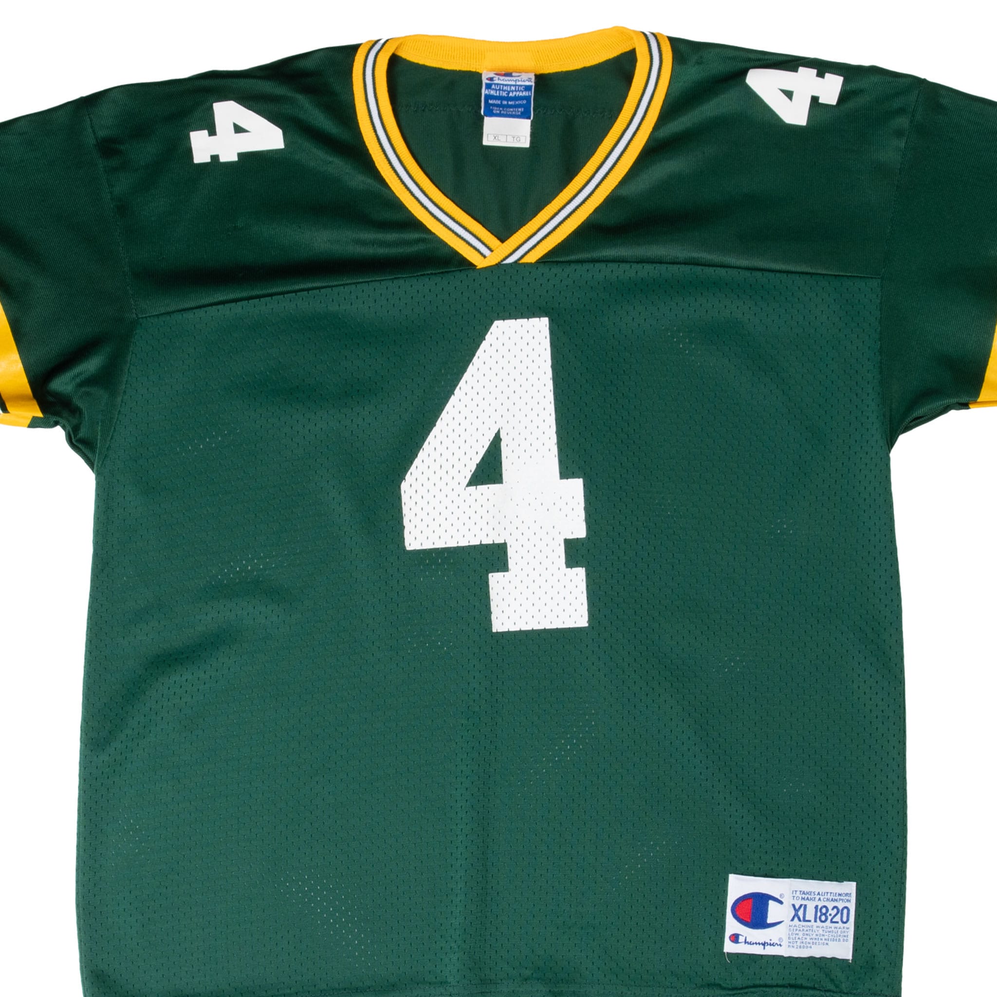 VINTAGE NFL GREEN BAY PACKERS FAVRE #4 CHAMPION JERSEY 1990S SIZE XL YOUTH